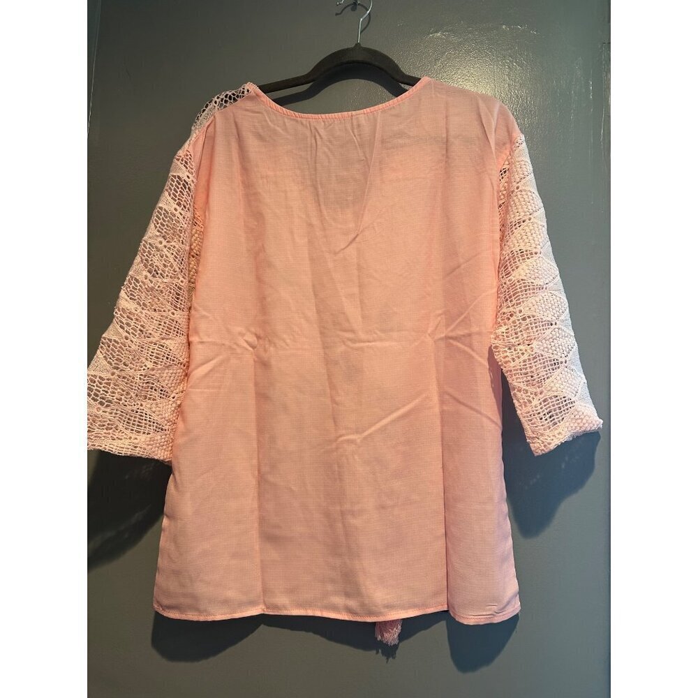 Misslook Tunic Top Women Small Pink Blue Boho Artsy Cottagecore barbiecore fairy - Picture 4 of 6